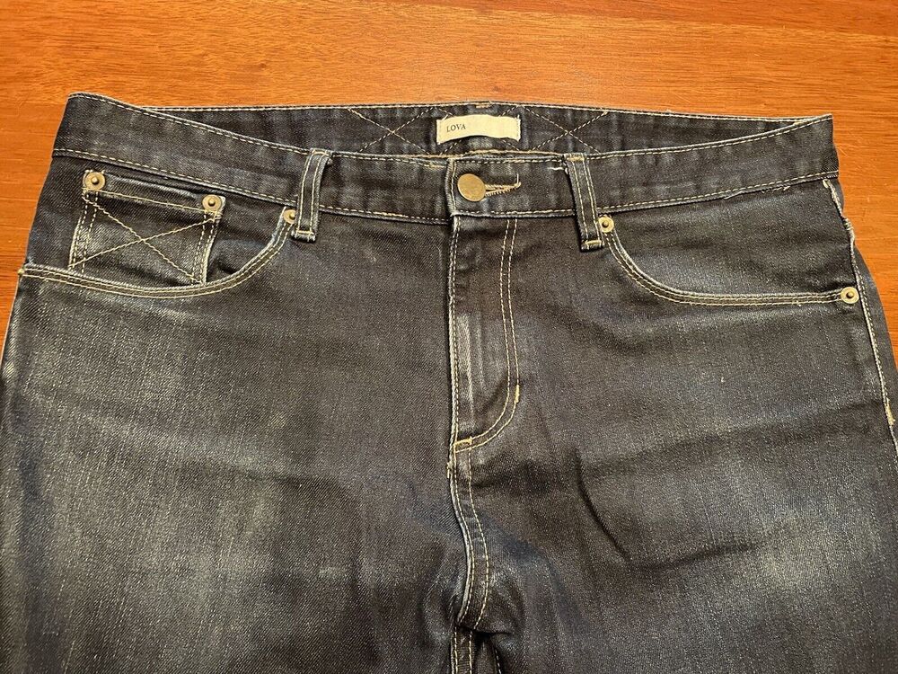 34 Lova Design Jeans Blue Denim Button Fly Pants Made in USA